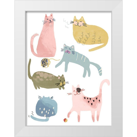 Cat Squad I White Modern Wood Framed Art Print by Vess, June Erica