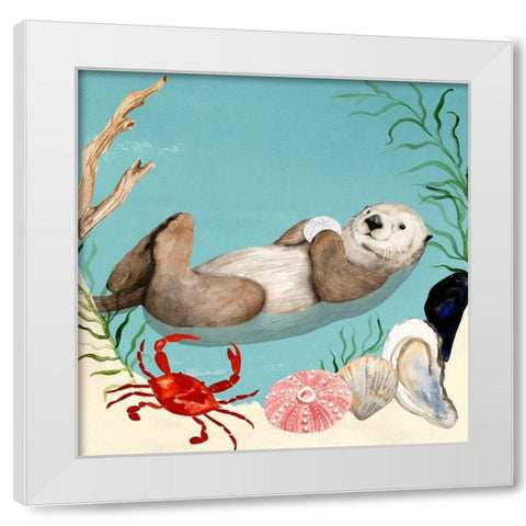 Otters Paradise I White Modern Wood Framed Art Print by Borges, Victoria