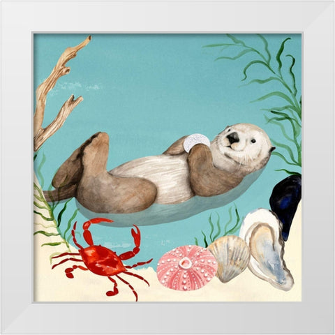 Otters Paradise I White Modern Wood Framed Art Print by Borges, Victoria