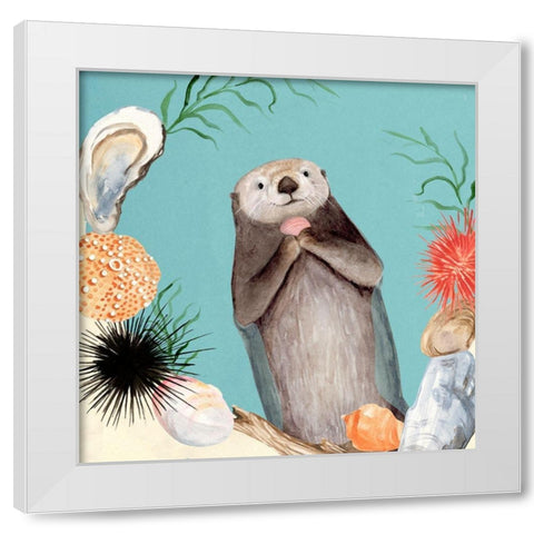 Otters Paradise II White Modern Wood Framed Art Print by Borges, Victoria