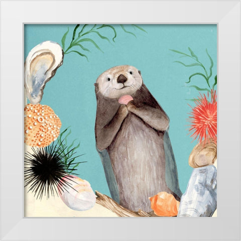 Otters Paradise II White Modern Wood Framed Art Print by Borges, Victoria