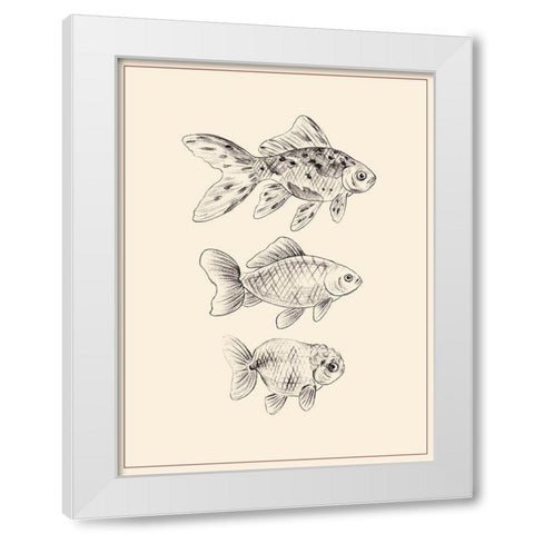 Goldfish I White Modern Wood Framed Art Print by Wang, Melissa