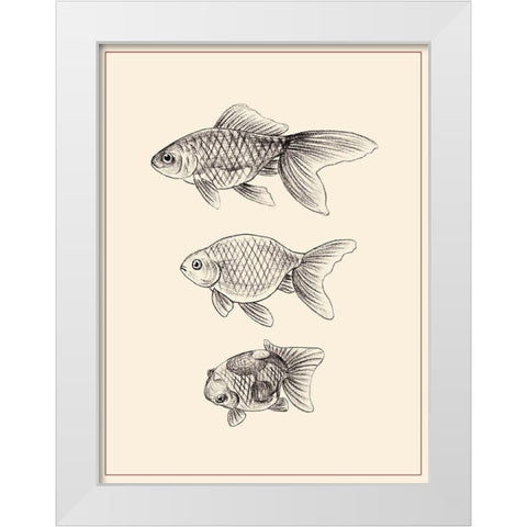 Goldfish IV White Modern Wood Framed Art Print by Wang, Melissa