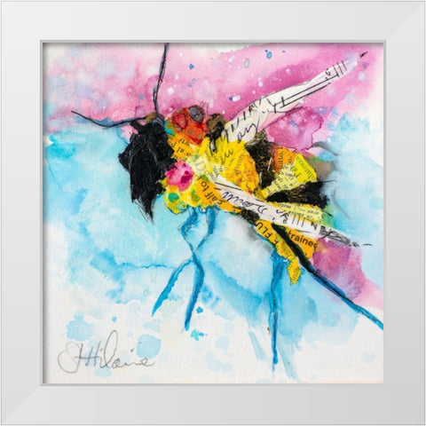 Happy Bee III White Modern Wood Framed Art Print by St. Hilaire, Elizabeth