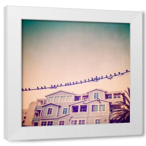 Birds on Wires I White Modern Wood Framed Art Print by Brown, Thomas