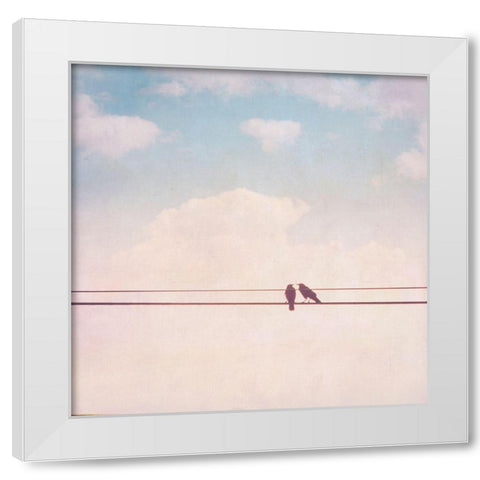 Birds on Wires II White Modern Wood Framed Art Print by Brown, Thomas