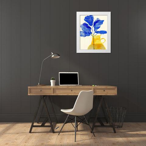 Florero Amarillo II White Modern Wood Framed Art Print by Wang, Melissa