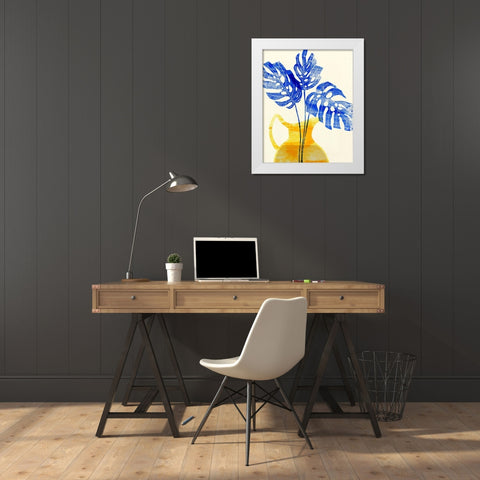 Florero Amarillo III White Modern Wood Framed Art Print by Wang, Melissa