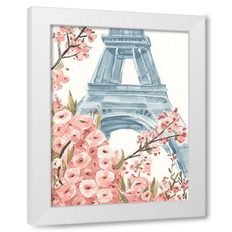 Paris Cherry Blossoms I White Modern Wood Framed Art Print by Warren, Annie