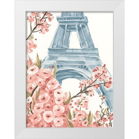 Paris Cherry Blossoms I White Modern Wood Framed Art Print by Warren, Annie