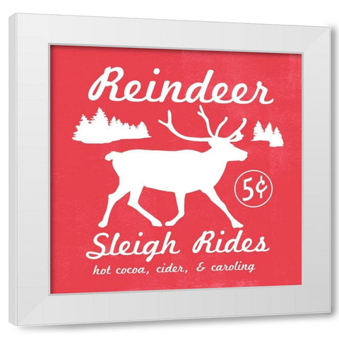 Reindeer Rides I White Modern Wood Framed Art Print by Scarvey, Emma