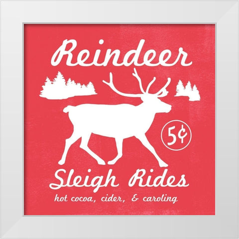 Reindeer Rides I White Modern Wood Framed Art Print by Scarvey, Emma