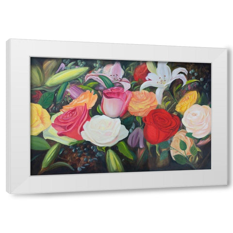 Floral Abundance I White Modern Wood Framed Art Print by Iafrate, Sandra