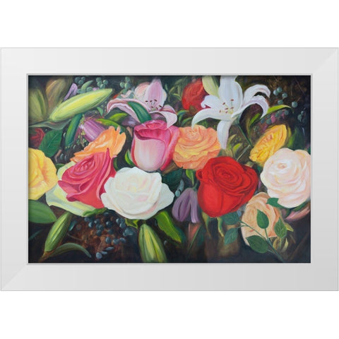 Floral Abundance I White Modern Wood Framed Art Print by Iafrate, Sandra
