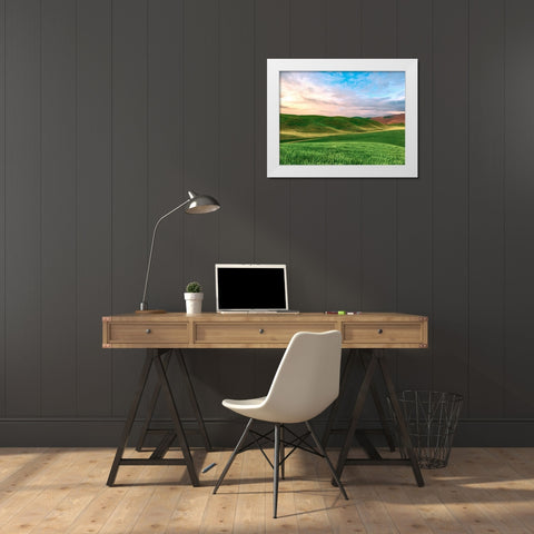 Farmscape Photo V White Modern Wood Framed Art Print by McLoughlin, James