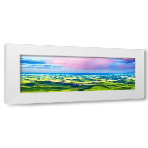 Farmscape Panorama II White Modern Wood Framed Art Print by McLoughlin, James