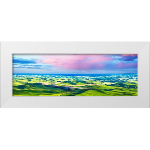 Farmscape Panorama II White Modern Wood Framed Art Print by McLoughlin, James