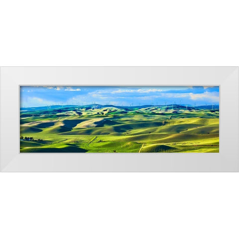 Farmscape Panorama III White Modern Wood Framed Art Print by McLoughlin, James