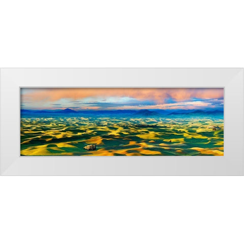 Farmscape Panorama V White Modern Wood Framed Art Print by McLoughlin, James