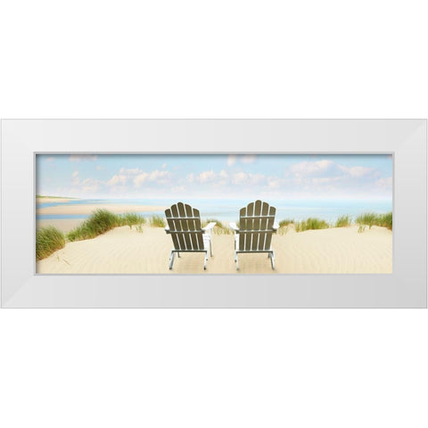 Beachscape Panorama VI White Modern Wood Framed Art Print by McLoughlin, James