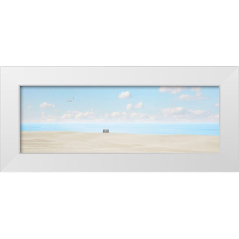 Beachscape Panorama VII White Modern Wood Framed Art Print by McLoughlin, James