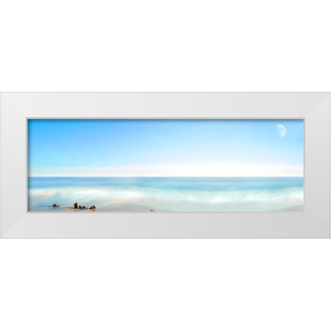 Beachscape Panorama IX White Modern Wood Framed Art Print by McLoughlin, James