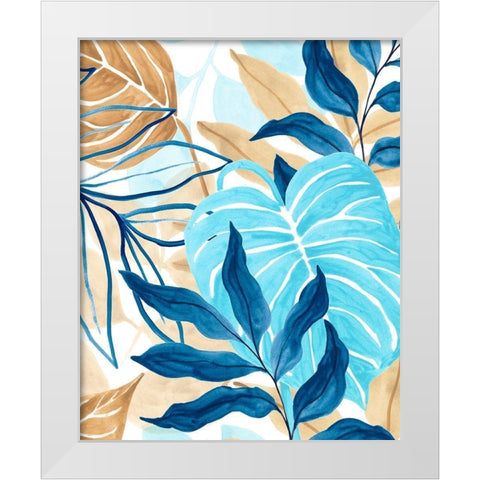 Blue Jungle I White Modern Wood Framed Art Print by Vess, June Erica