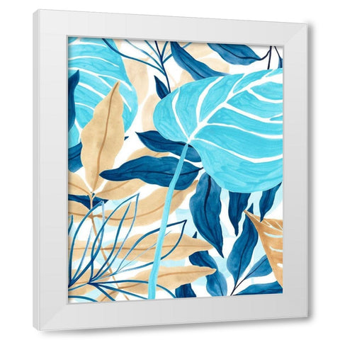 Blue Jungle II White Modern Wood Framed Art Print by Vess, June Erica