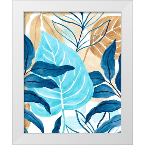 Blue Jungle III White Modern Wood Framed Art Print by Vess, June Erica