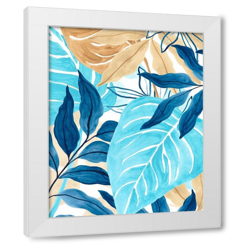 Blue Jungle IV White Modern Wood Framed Art Print by Vess, June Erica