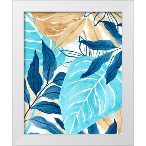 Blue Jungle IV White Modern Wood Framed Art Print by Vess, June Erica