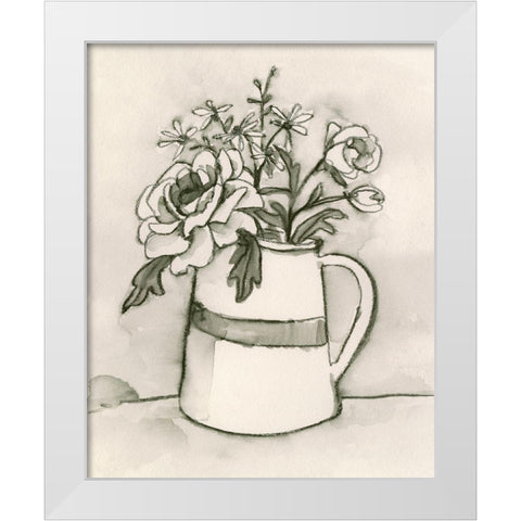 Bouquet Scribble II White Modern Wood Framed Art Print by Caroline, Emma