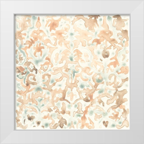 Terracotta Garden Tile II White Modern Wood Framed Art Print by Vess, June Erica