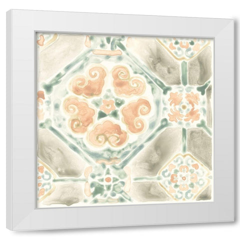 Terracotta Garden Tile III White Modern Wood Framed Art Print by Vess, June Erica