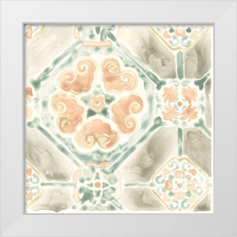 Terracotta Garden Tile III White Modern Wood Framed Art Print by Vess, June Erica
