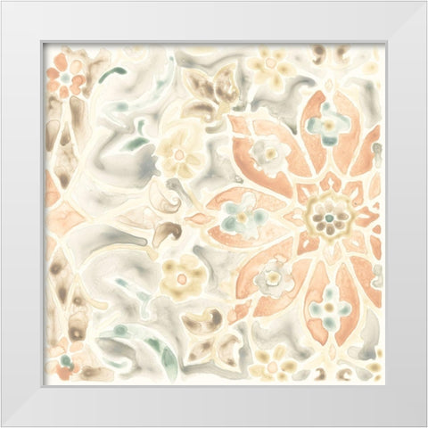 Terracotta Garden Tile IV White Modern Wood Framed Art Print by Vess, June Erica
