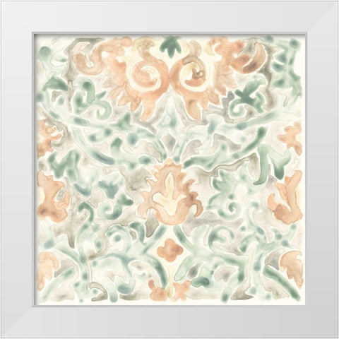 Terracotta Garden Tile V White Modern Wood Framed Art Print by Vess, June Erica