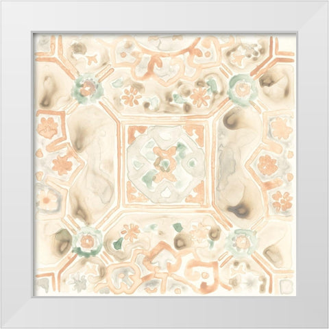 Terracotta Garden Tile VIII White Modern Wood Framed Art Print by Vess, June Erica