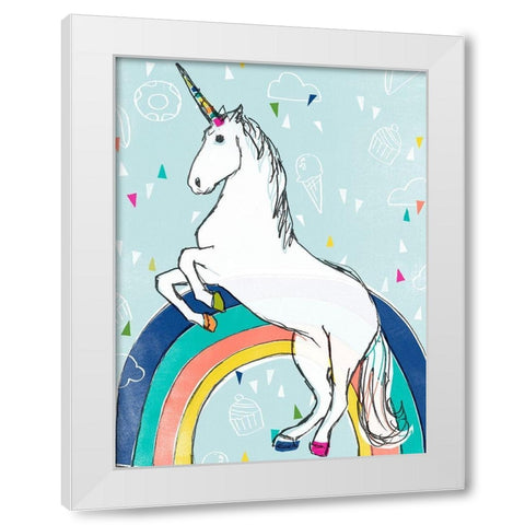 Funky Fun II White Modern Wood Framed Art Print by Vess, June Erica