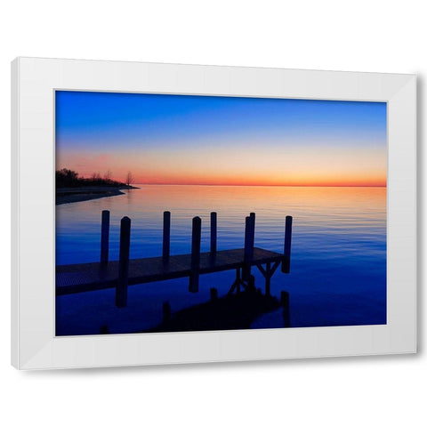 Lakescape V White Modern Wood Framed Art Print by McLoughlin, James