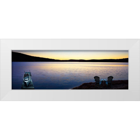 Lakescape Panorama II White Modern Wood Framed Art Print by McLoughlin, James