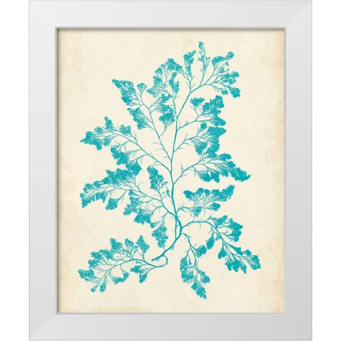 Aquamarine Seaweed I White Modern Wood Framed Art Print by Vision Studio