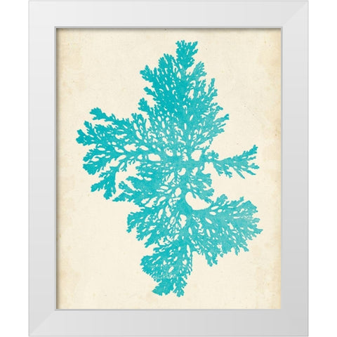 Aquamarine Seaweed II White Modern Wood Framed Art Print by Vision Studio