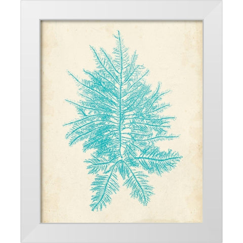 Aquamarine Seaweed III White Modern Wood Framed Art Print by Vision Studio