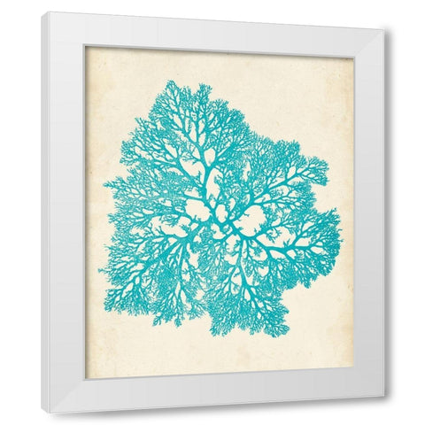 Aquamarine Seaweed V White Modern Wood Framed Art Print by Vision Studio