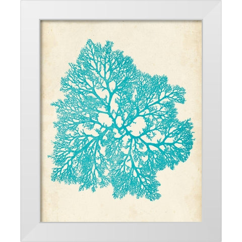 Aquamarine Seaweed V White Modern Wood Framed Art Print by Vision Studio