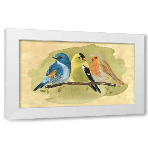 Bird Perch I White Modern Wood Framed Art Print by Warren, Annie