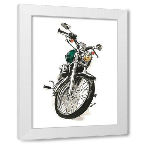 Motorcycles in Ink I White Modern Wood Framed Art Print by Warren, Annie