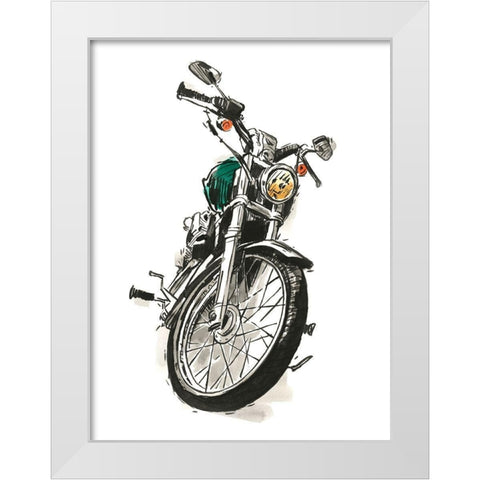 Motorcycles in Ink I White Modern Wood Framed Art Print by Warren, Annie