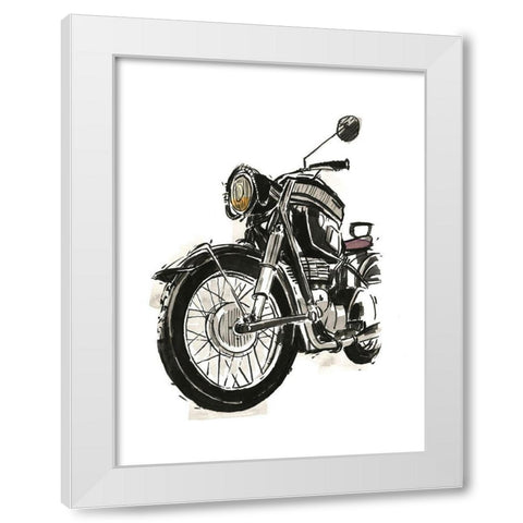 Motorcycles in Ink IV White Modern Wood Framed Art Print by Warren, Annie